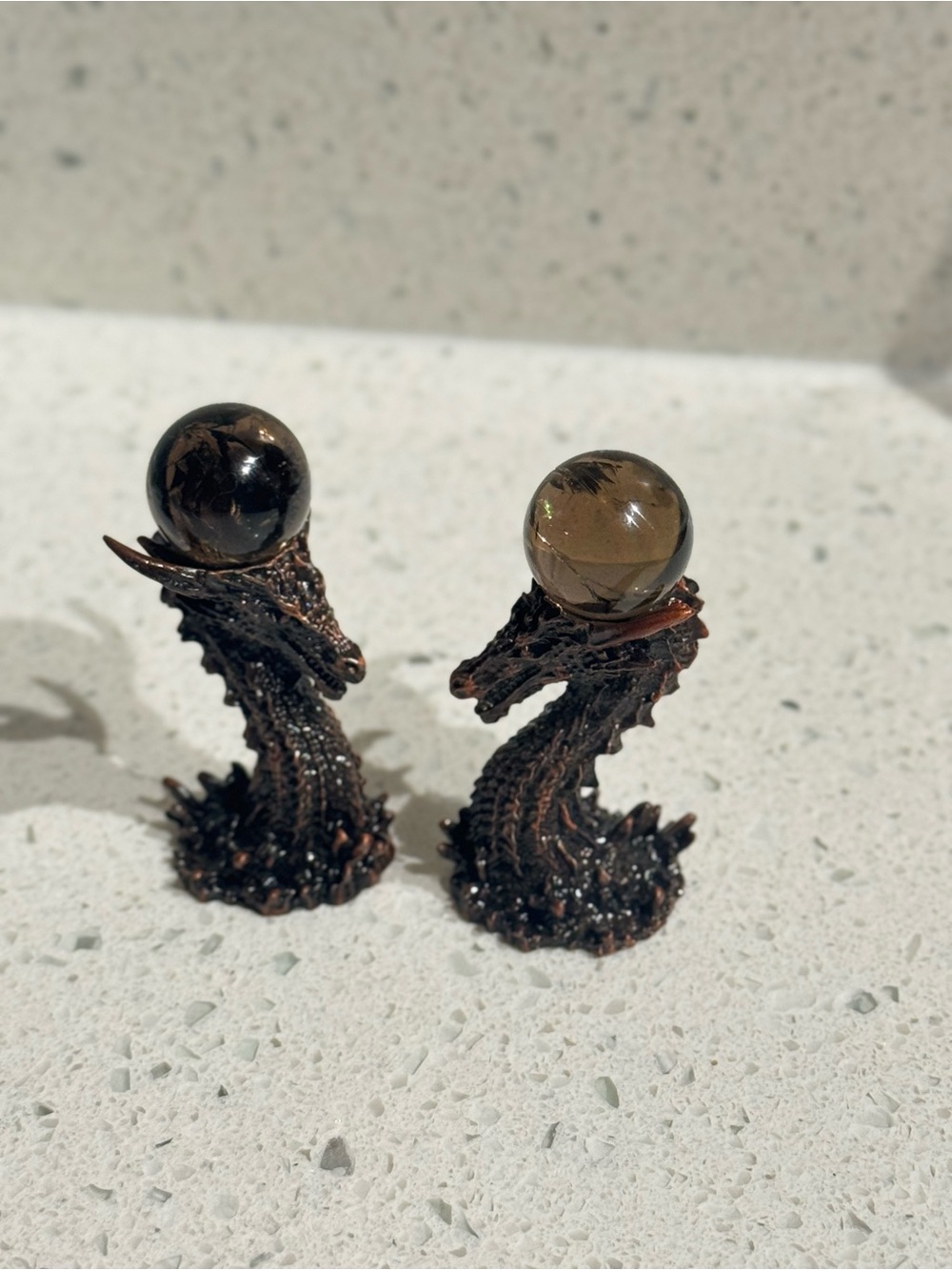 Smoky Quartz Crystals and Dragon Sphere Holders New